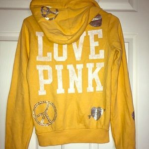 Victoria’s Secret Pink Yellow Bling Hoodie